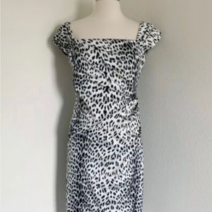 Beautiful Tadashi Shoji Leopard Print Satin Sheath Dress Cocktail Formal Size 2